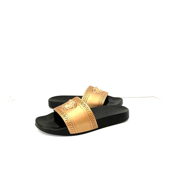 versace slides black and gold